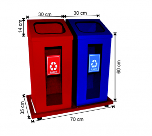 Seturi metalice - Set 2 cosuri colectare selectiva cu cadru metalic, 108 L