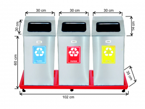 Seturi metalice colectare selectiva - Set 3 cosuri colectare selectiva, inox, 162 L