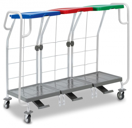 COLECTARE SELECTIVA - Set colectare deseuri cu capac, pedala si manere laterale 3*70 L