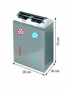 Seturi metalice colectare selectiva - Set cos colectare selectiva cu 2 sectiuni, inox,  ~ 78L