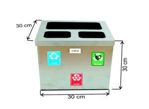 COLECTARE SELECTIVA - Set cos colectare selectiva cu 3 sectiuni, inox, 27 L