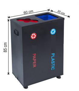 Seturi metalice - Set cos colectare selectiva cu 2 sectiuni, metalic, 152 L