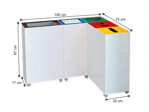 Seturi metalice - Set cos gunoi cu 5 sectiuni pentru colt, metalic, 240 L