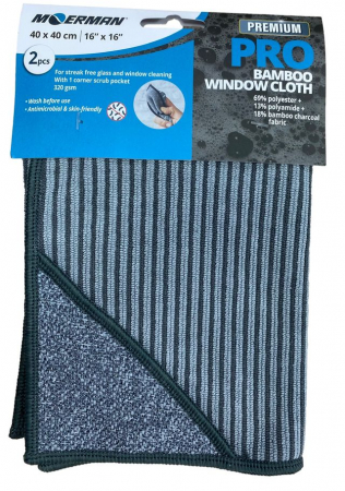Accesorii profesionale - Laveta geam, MOERMAN PRO Bamboo Window Cloth, 40x40 cm, 2 buc/ set