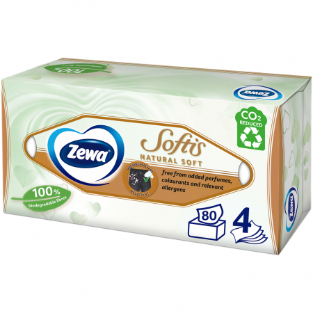 HARTIE - Zewa Natural Soft servetele faciale, 4 straturi, 80 buc.
