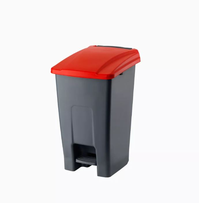 Cos gunoi cu pedala, CEX CUBE ECO, 50 l, rosu