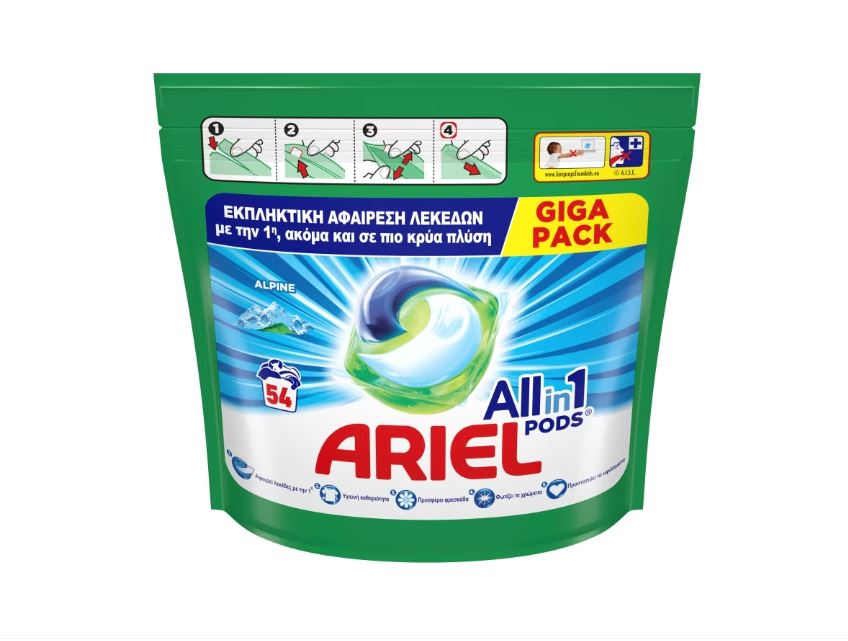 Detergent capsule Ariel 3 in1 Pods Alpine, 54 spalari