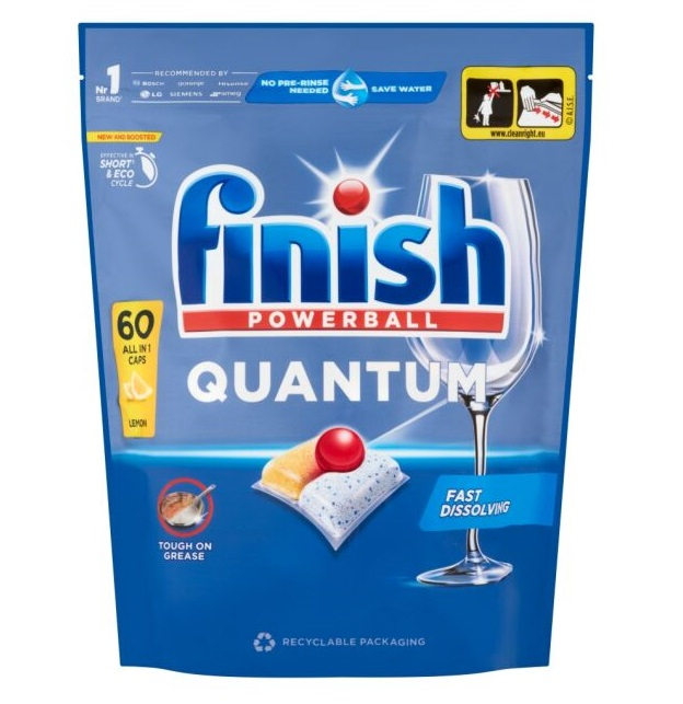 Finish Quantum All in 1 Lemon, detergent pentru masina de spalat vase, 60 tablete