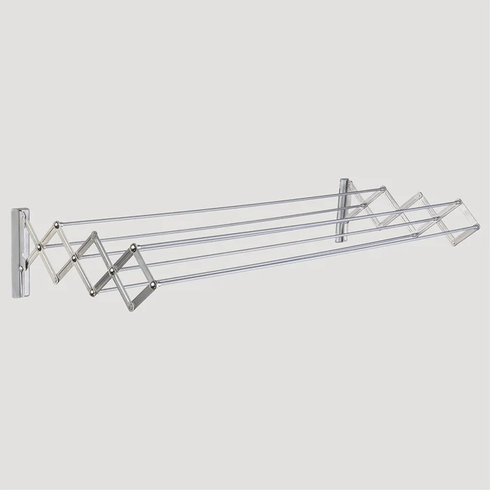 Uscator rufe tip acordeon pentru perete,  Juwel RuckZuck argintiu, 120 cm