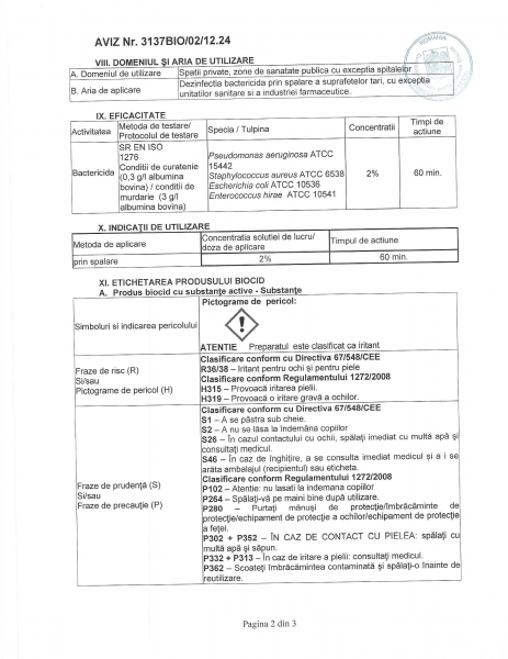 Detergent dezinfectant BIOCID pentru pardoseli Mov - Fabi, 5L, AVIZ Ministerul Sanatatii [3]