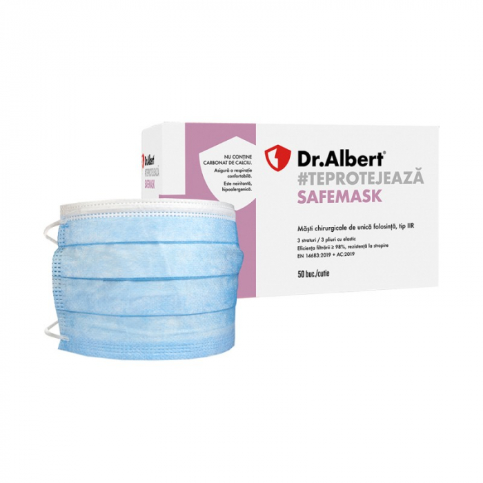 Masca chirurgicala cu elastic tip II Dr. Albert, 50 buc/cutie [1]