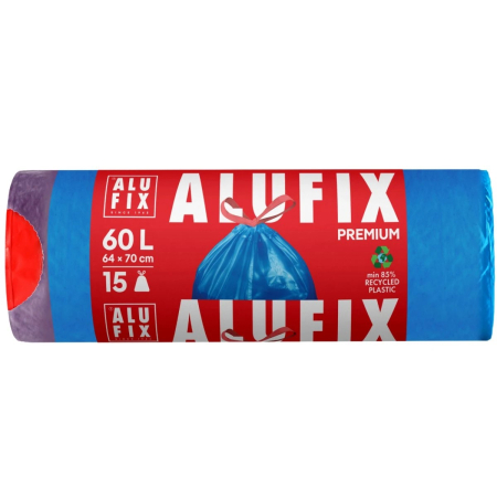 Produse Curățenie & Întreținere - ALUFIX SACI MENAJ CU BANDA 60L ALBASTRU 15BUC