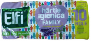 Consumabile - Hartie igienica ELFI Family 3 straturi lavanda, 10 buc.