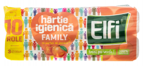 Hârtie - Hârtie igienică ELFI Family, 3 straturi piersica, 10 buc.