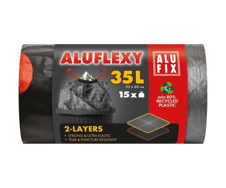 Saci menajeri - ALUFLEXY SACI MENAJ CU BANDA 35L NEGRU, 15BUC