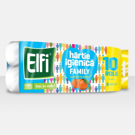 Hârtie - Hartie igienica ELFI Family 3 pure white, 10 buc.