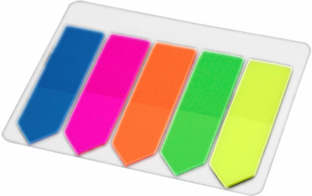 Post-It - Index plastic autoadeziv sageata, 5 culori/set