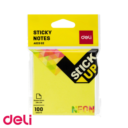 Birotică & Papetărie - NOTES ADEZIV 76X76 MM 100 FILE NEON DELI-A02302