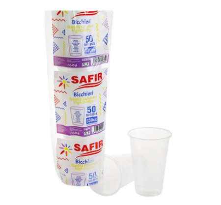 Produse de unica folosinta - PAHAR PLASTIC TRANSARENT SAFIR 330ML, 50BUC/SET