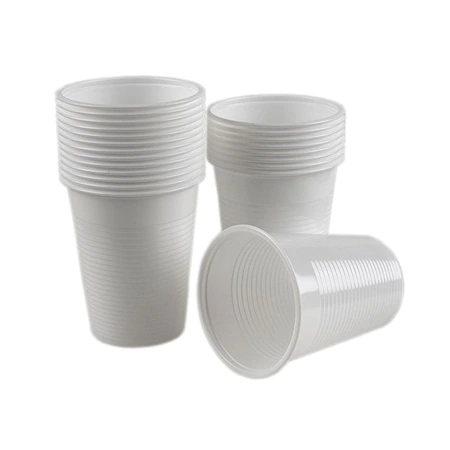 PAHAR PLASTIC ALB SAFIR 200 ML, SET 100 BUC