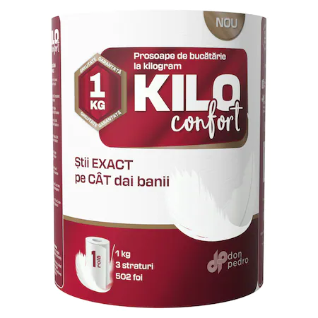 Hârtie - Rola prosop Kilo confort, 3 straturi, 502 foi
