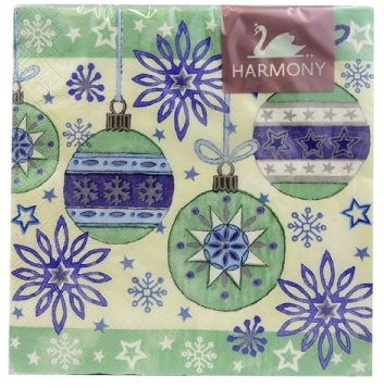 Hârtie - Servetele masa decor iarna Globuri Harmony-Pappilon 3 straturi 33x33, 20 buc.