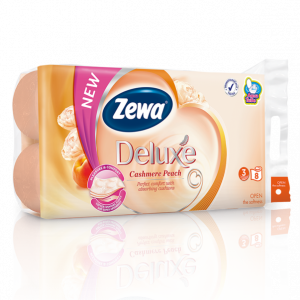 Hârtie - Zewa Deluxe Cashmere Peach Aqua Tube, 3 straturi, 8 role