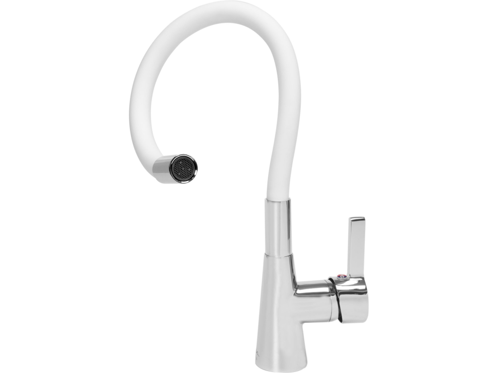 KITCHEN FAUCET WITH WHITE FLEXIBLE SPOUT [5]