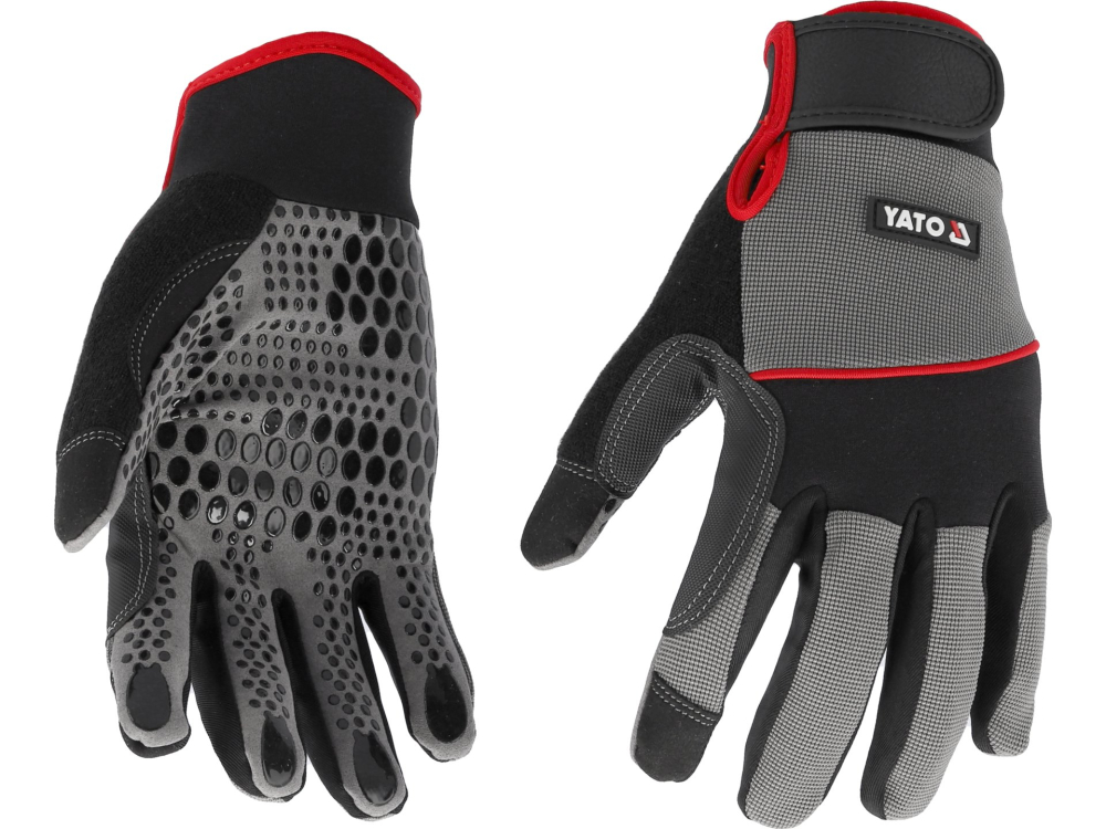 SYNT. LEATHER GLOVES ANTI-SLIP SILICONE DOTS S. 10 [2]