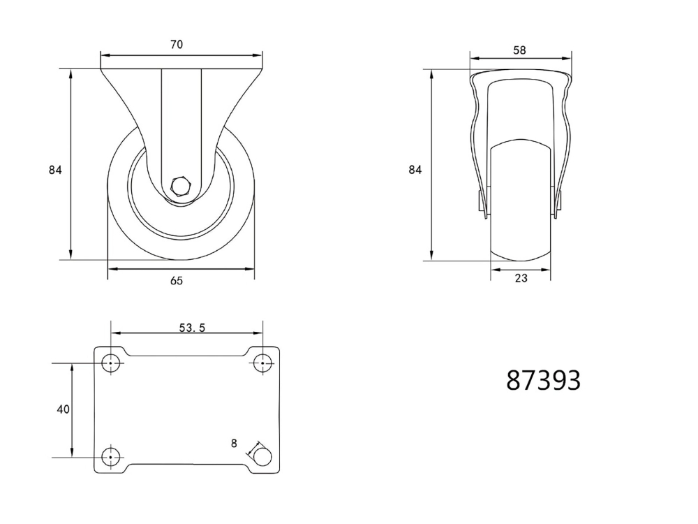 FIXED CASTER WITH BLACK RUBBER [2]