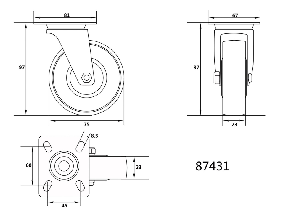 POLYAMIDE SWIVEL CASTER [2]