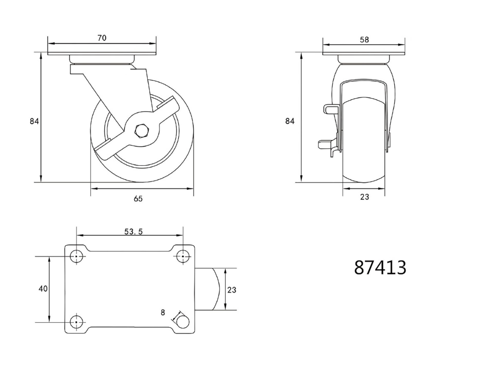 SWIVEL CASTER WITH BLACK RUBBER WITH BRAKE [2]