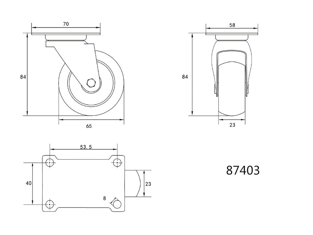 SWIVEL CASTER WITH BLACK RUBBER [2]