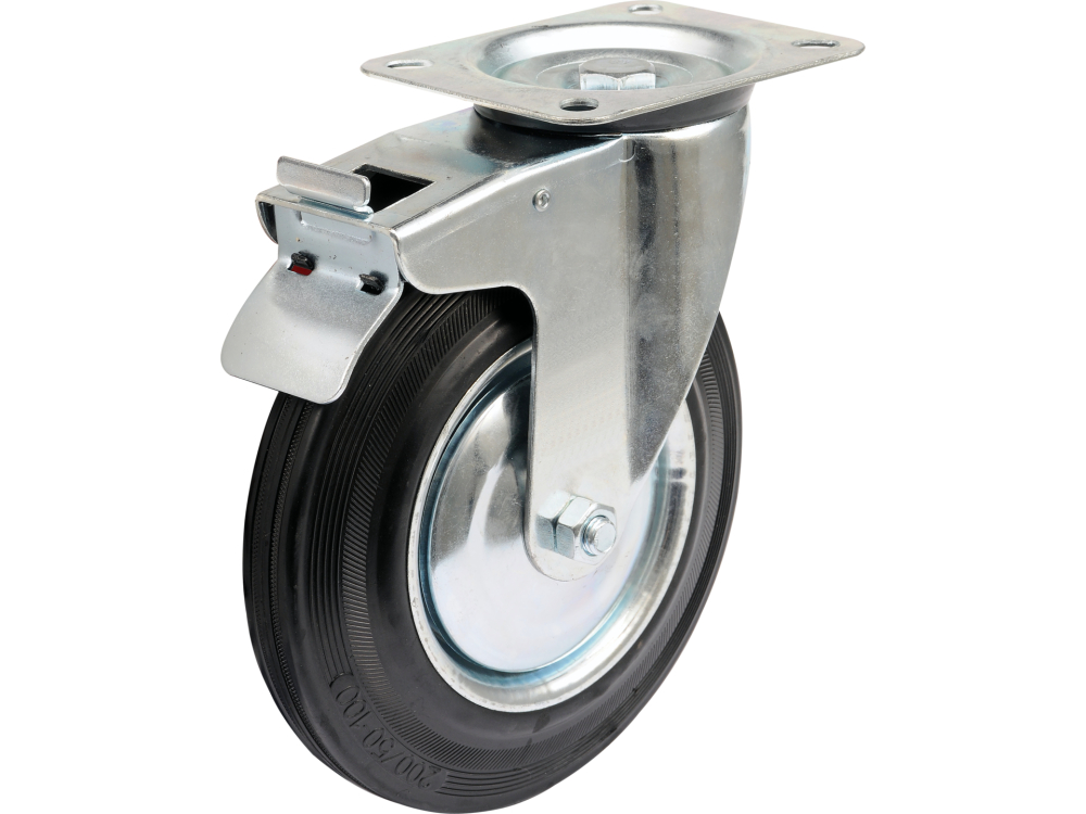 DOUBLE BRAKE SWIVEL CASTER WITH BLACK RUBBER [2]