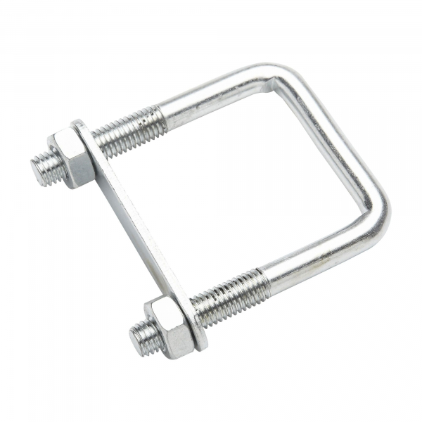 Set 25  Surub colier tip U patrat pentru prindere Gard  pentru Teava 80x40mm Zincat Alb [1]