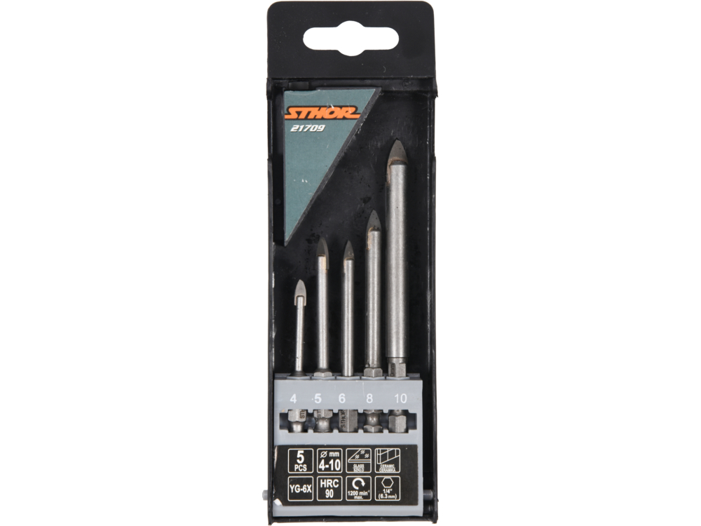 5PCS SET OF GLASS AND TILE DRILLS 4-10MM HEX [5]