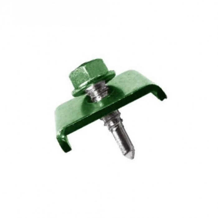 Set 100 buc  Clema Verde pentru fixare gard 20x30 cu surub autoforant 6.3X25 RAL6005 [1]