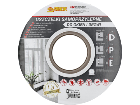 SEAL FOR WINDOWS AND DOORS EPDM TYPE D WHITE 100M [2]