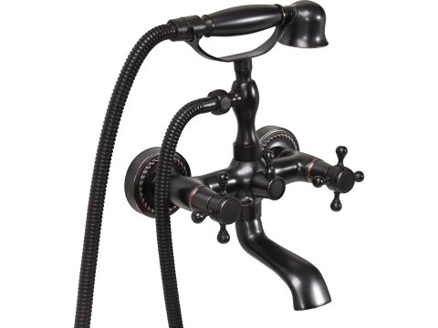 Casă și grădină - BATHTUB MIXER 'RETRO BLACK 1' WITH SHOWER SET