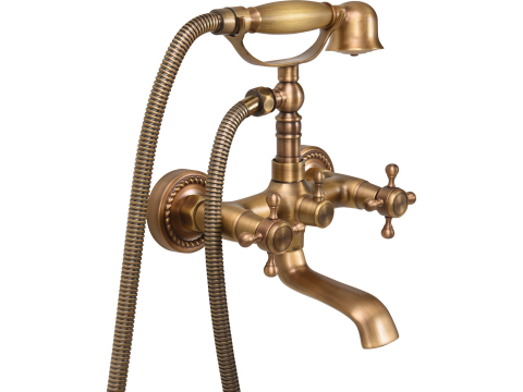 Casă și grădină - BATHTUB MIXER 'RETRO BRONZE 1' WITH SHOWER SET