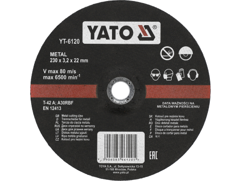 Taiere - METAL CUTTING DISC 230X3.2X22 MM, DEPRESSED CENTRE