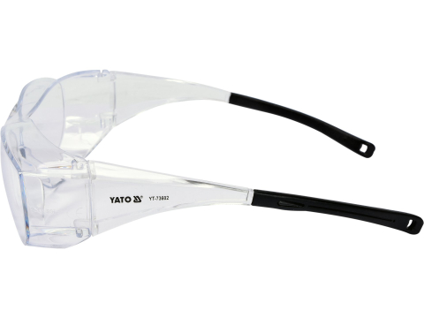 CLEAR SAFETY GLASSES, FIT OVER TYPE, W/ BLACK TIPS [1]