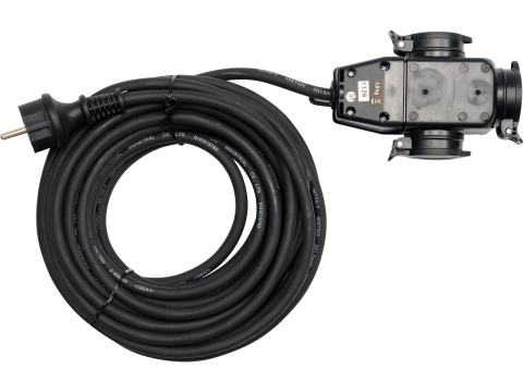 Prelungitoare - 3 WAYS EXTENSION CORD IN RUBBER PROTECTION IP44, 10M, 3G1,5MM