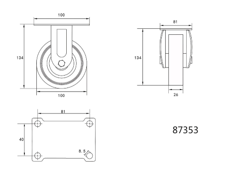 FIXED CASTER WITH GREY RUBBER [1]