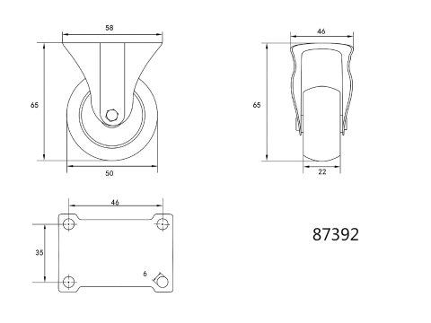 FIXED CASTER WITH BLACK RUBBER [1]