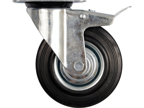 Atelier - DOUBLE BRAKE SWIVEL CASTER WITH BLACK RUBBER