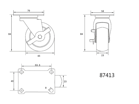 SWIVEL CASTER WITH BLACK RUBBER WITH BRAKE [1]