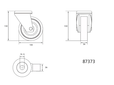 BOLT HOLE SWIVEL CASTER WITH GREY RUBBER [1]