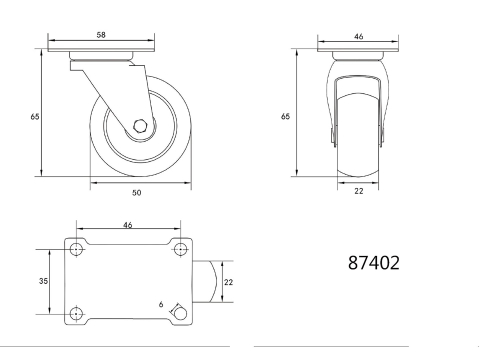 SWIVEL CASTER WITH BLACK RUBBER [1]