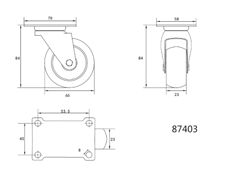 SWIVEL CASTER WITH BLACK RUBBER [1]